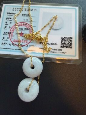 Authentic Icy Lavender Jade Pendant Necklace NWOT